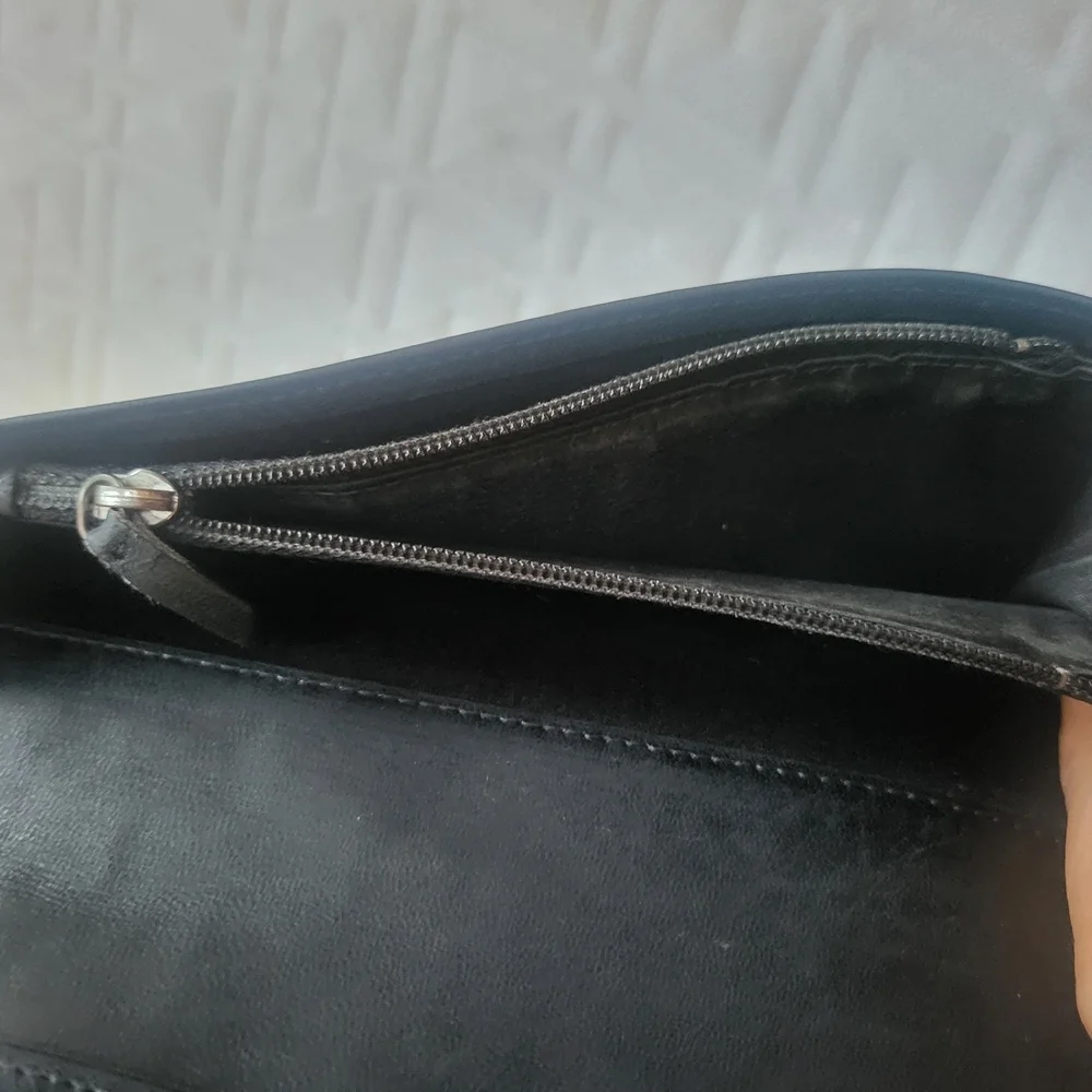 Chanel black mademoiselle Biarritz patent leather large wallet